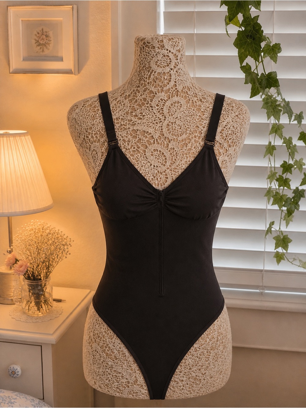 Black Women's Shapewear Bodysuit - Sleek Support
